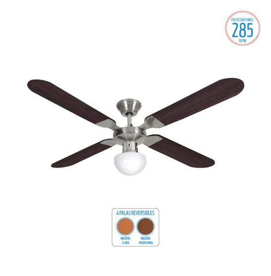 VENTILADOR DE TECHO 4 ASPAS METALICAS BLANCO + PLAFON LILIANA VTHB110