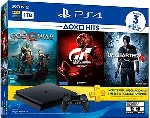 PLAY STATION 4 ORIGINAL SLIM SONY 1 TB + 3 JUEGOS FISICOS ( GOD OF WAR-G.TURISMO-UNCHARTED 4)