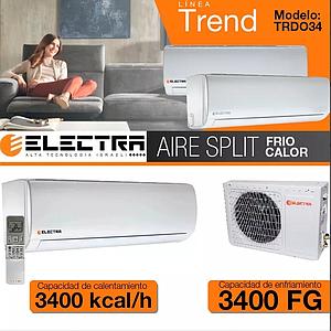 A/C SPLIT ELECTRA FRIO-CALOR TREND A 3400W + UNIDAD EXTERIOR TRDO34