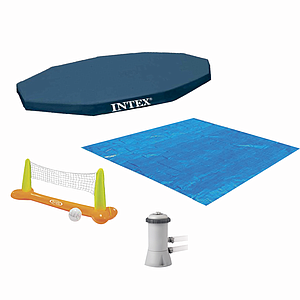 ACCESORIOS DE PILETA INTEX ( BOMBA+COBERTOR+TAPIZ+JGO VOLEYBOL)