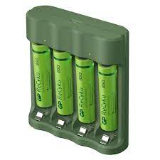 CARGADOR DE PILAS USB AAA + 4 PILAS AAA RECARGABLES 850 Mha RECYKO B421