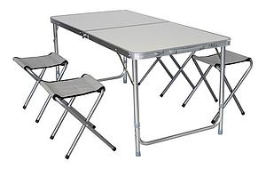 MESA DE CAMPING ALUMINIO CON 4 SILLAS OUTDOORS 1011