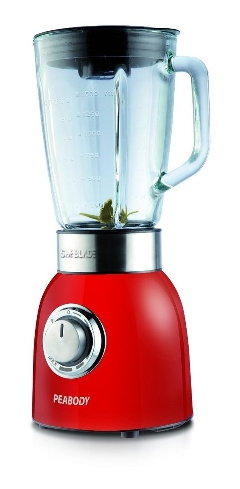 LICUADORA VASO VIDRIO ROJA 1.5 LTS 2 VELOC. 800W PEABODY LN800R