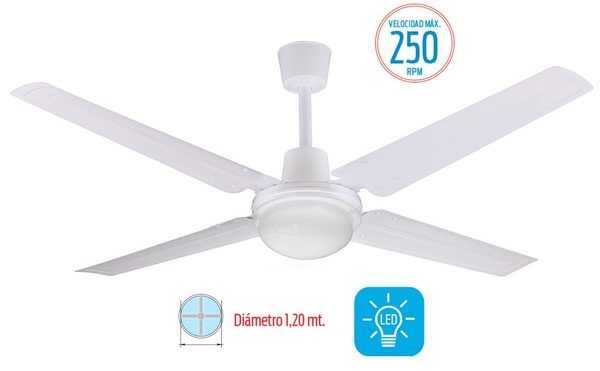 VENTILADOR DE TECHO 4 ASPAS METALICAS BLANCA+PLAFON LILIANA VTHB114