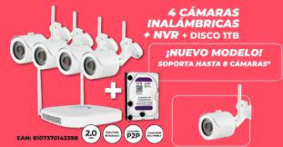 KIT DE SEGURIDAD 4 CAMARAS INALAMBRICAS + NVR + DISCO 1TB KANJI NVRW8
