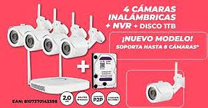 KIT DE SEGURIDAD 4 CAMARAS INALAMBRICAS + NVR + DISCO 1TB KANJI NVRW8