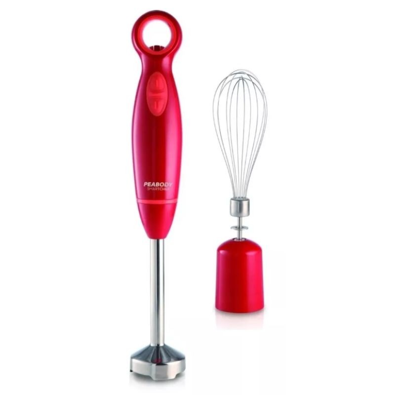 LICUADORA DE MANO CON ACCESORIO PICADOR 600W ROJA PEABODY LMA323R