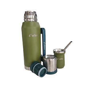 KIT TEMPO MATE TERMO 1 LTS + MATE CON BOMBILLA 192 ML COLORES OUTDOORS
