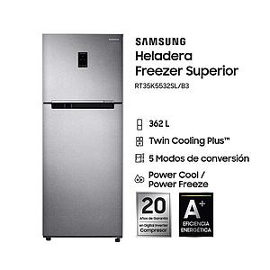 HELADERA CON FREEZER SAMSUNG 362 LTS SILVER NO FROST RT35K5532SL