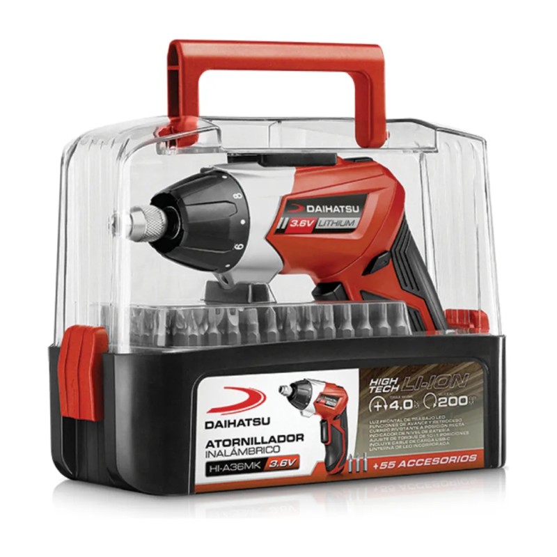 ATORNILLADOR INALAMBRICO USB 3.6 V KIT MECHAS + MALETIN DAIHATSU A36MK