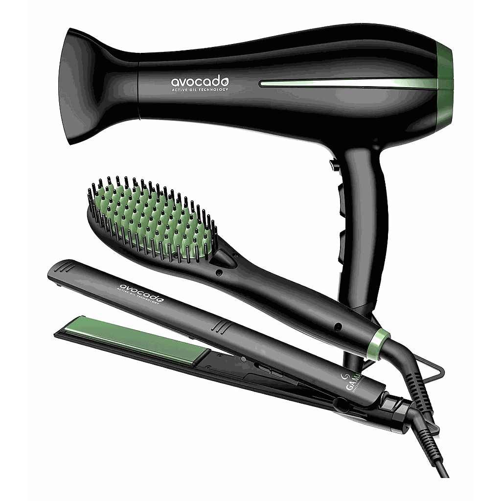 SET DE PLANCHITA + SECADOR + CEPILLO 2200W INNOVA AVOCADO GAMA