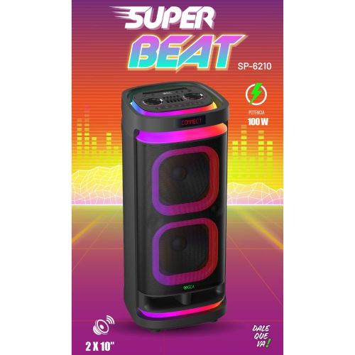 TORRE PORTATIL WOFFER 2 X 10" 100W RADIO-BLUETOOTH GCA SUPER BEAT SP6210
