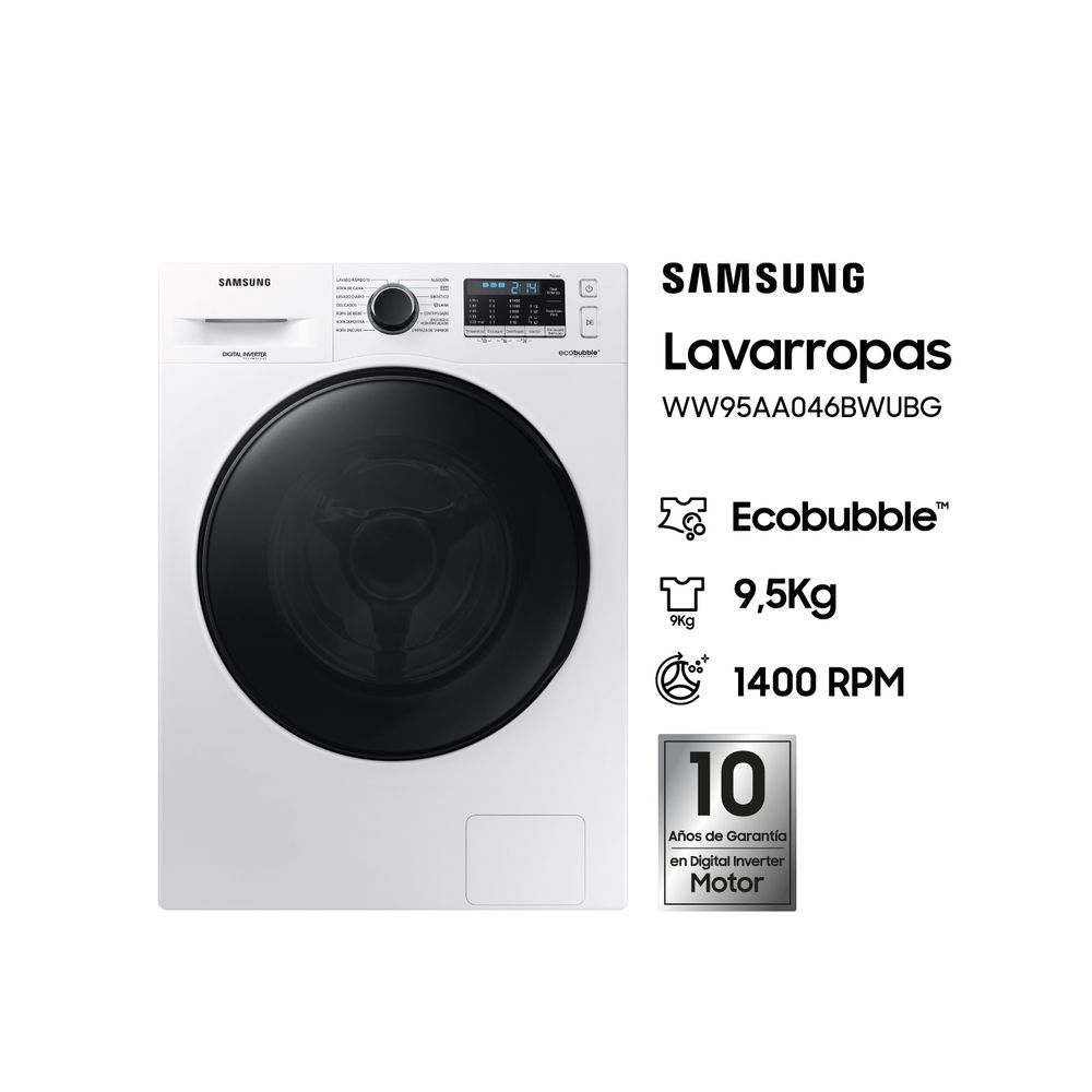 LAVARROPAS AUTOMATICO INVERTER 9.5 KG 1400 RPM BLANCO SAMSUNG WW95AA046BWUBG