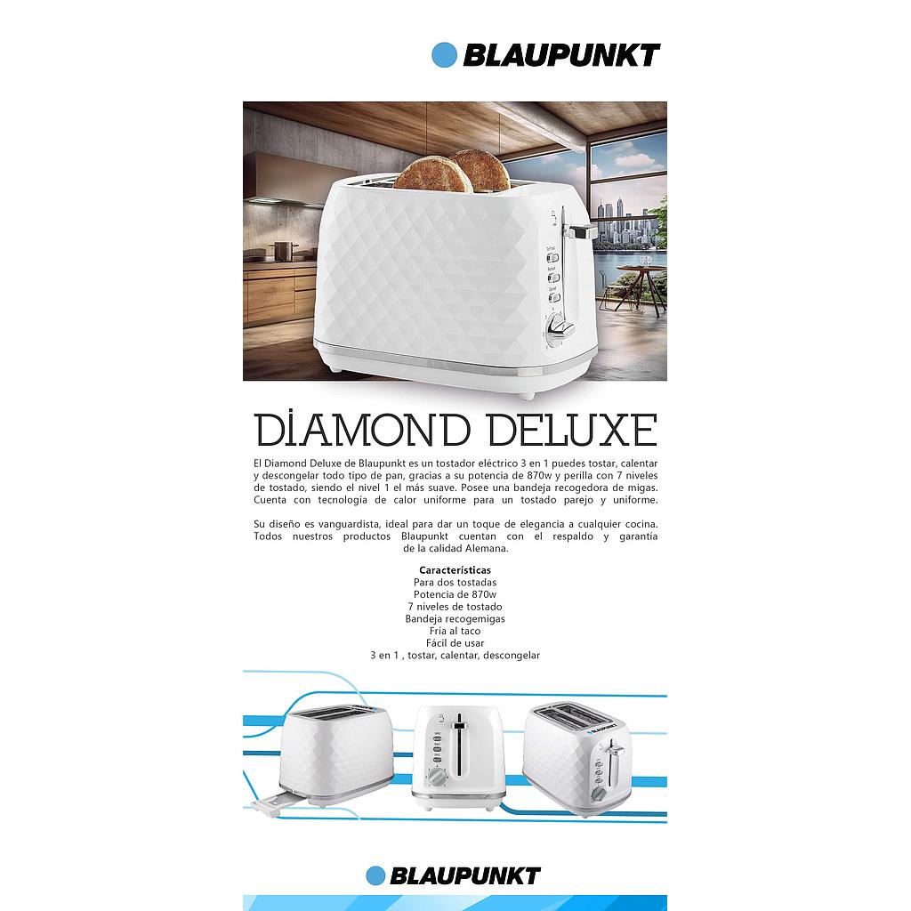 TOSTADORA ELECTRICA 2 PANES BLANCA 900W DIAMOND BLAUPUNKT