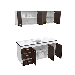 COMBO COCINA 1.60 BLANCO CON BACHA FRENTE CHOCOLATE